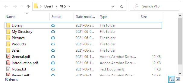 Virtual File System in Windows Explorer with dehydrated files