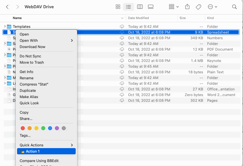 Custom context menu on macOS Finder in Virtual File System